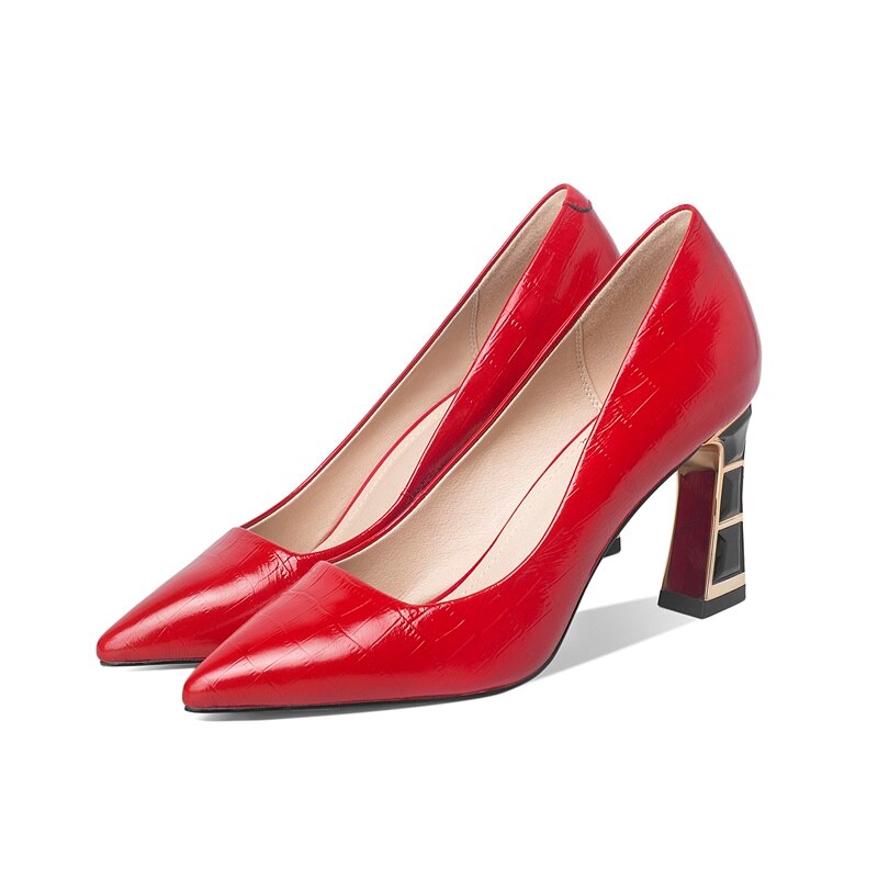 Women’s Red Patent Leather Pointed-Toe  pumps Heels