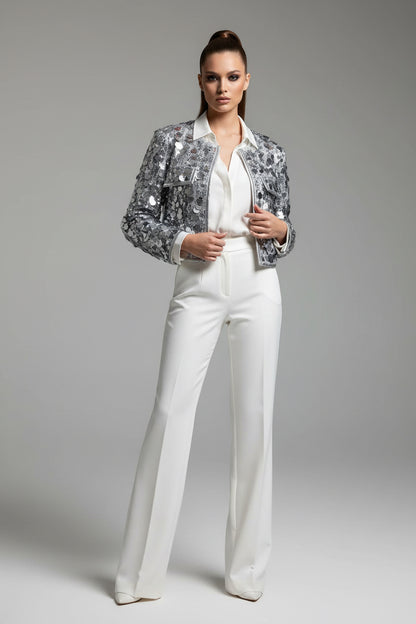 Autumn Winter Sequin Shiny Long Sleeve Jackets