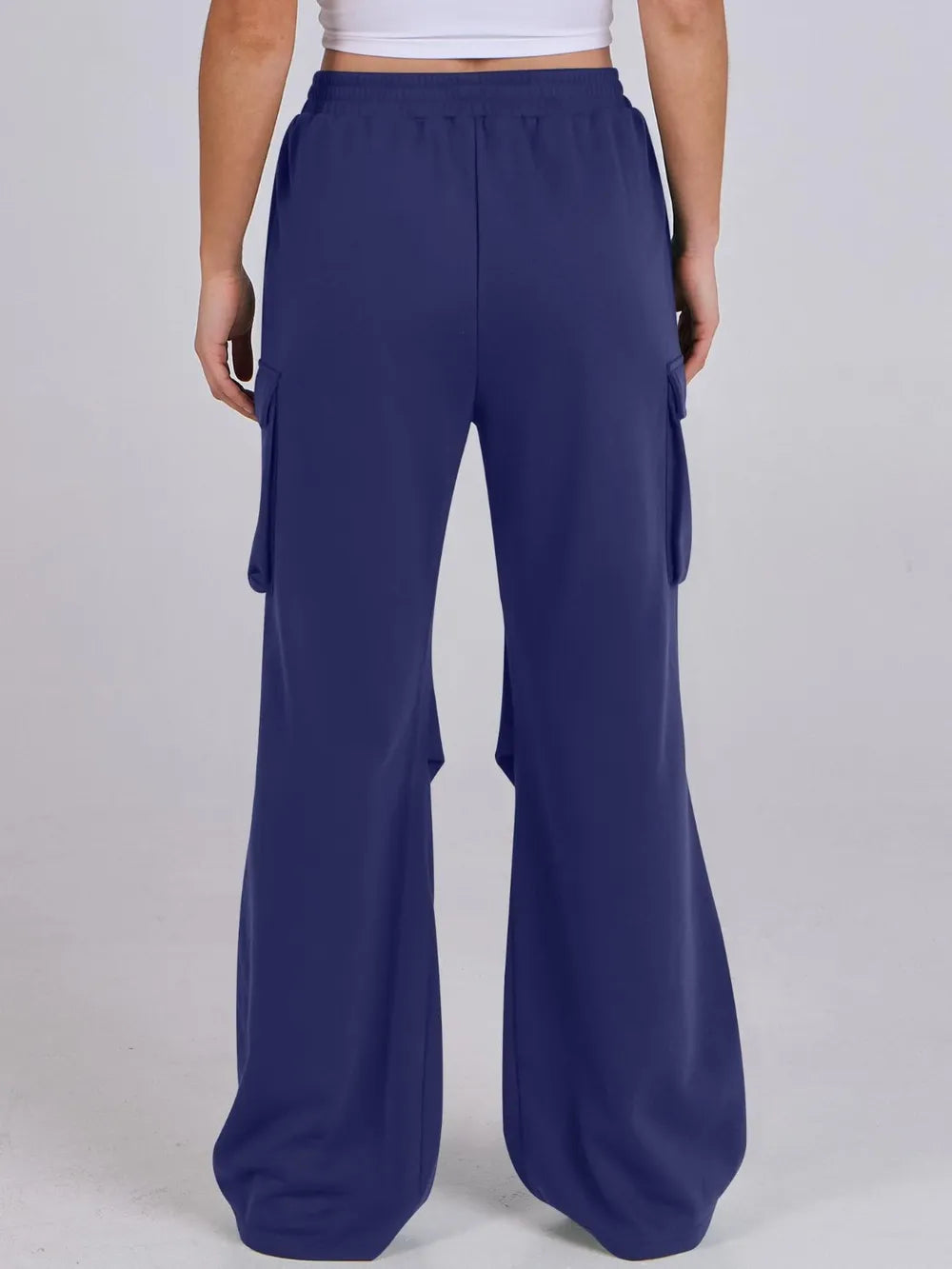 Elastic Waist Wide Leg Loose Pants with Pockets