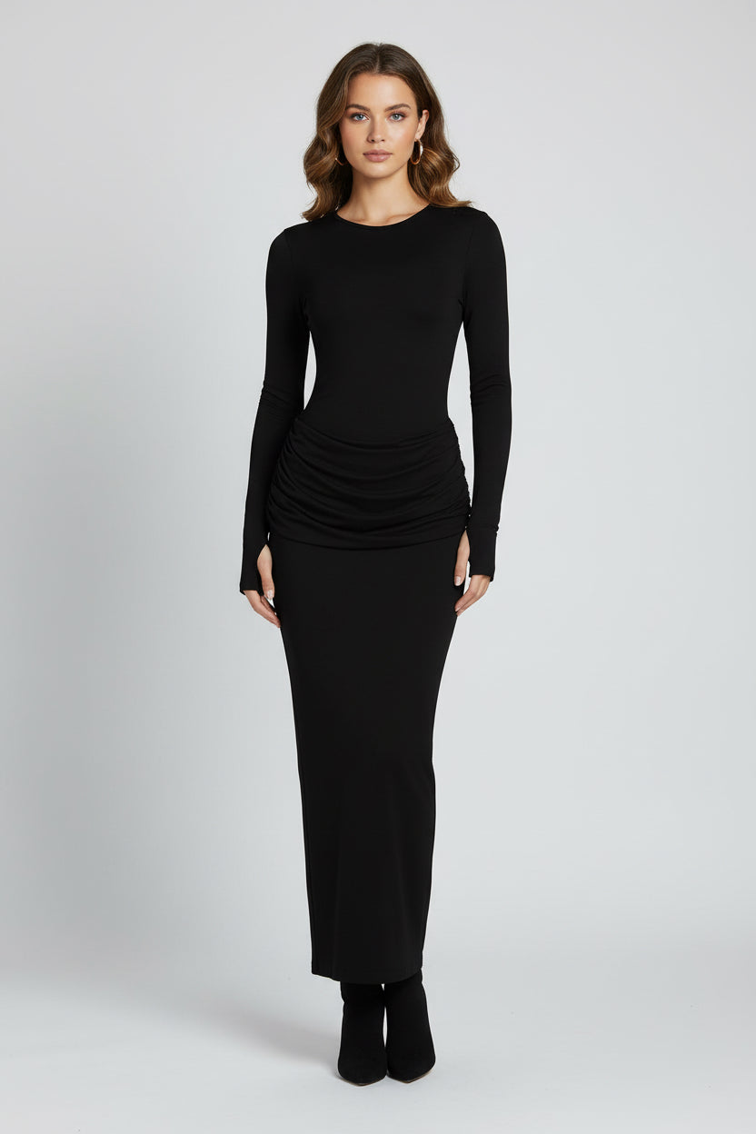 Rapped Long Sleeve Maxi Dress