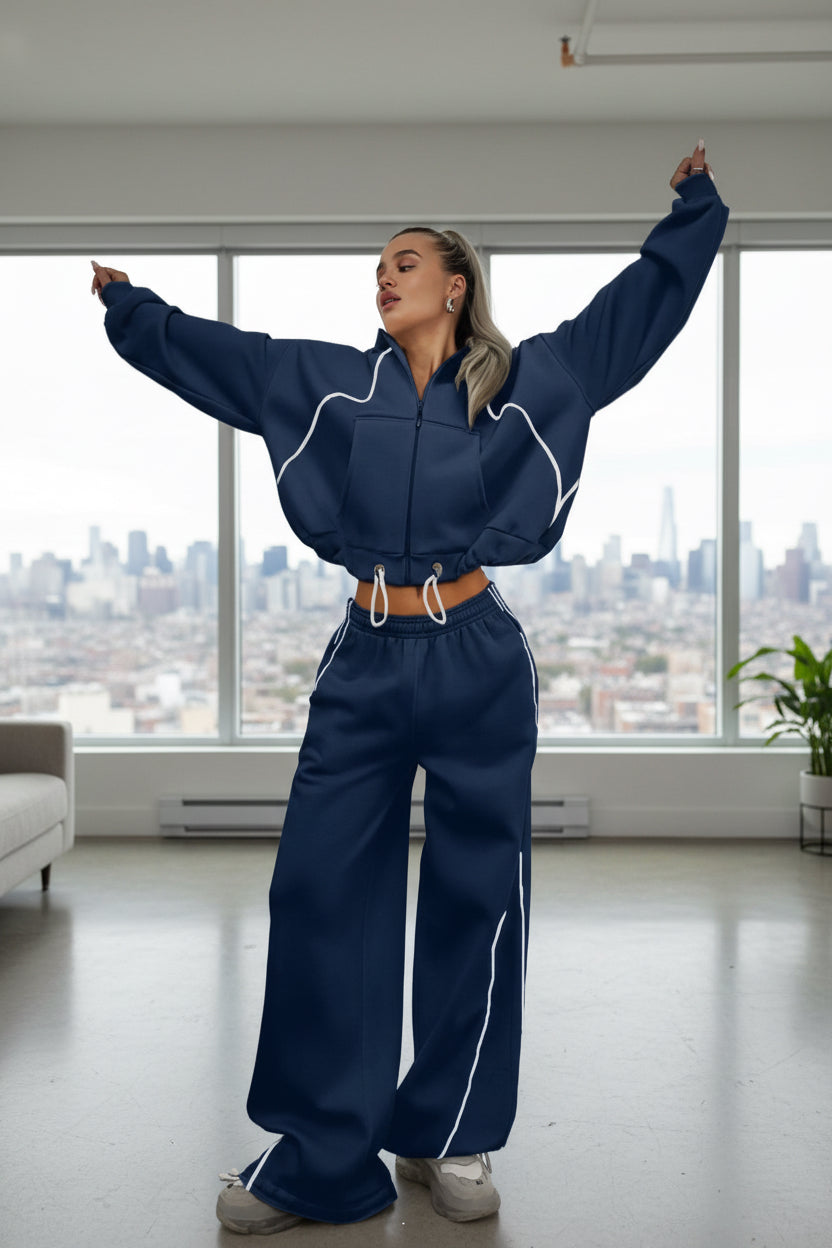 Urban Zip-Up Two-Piece Tracksuit Set