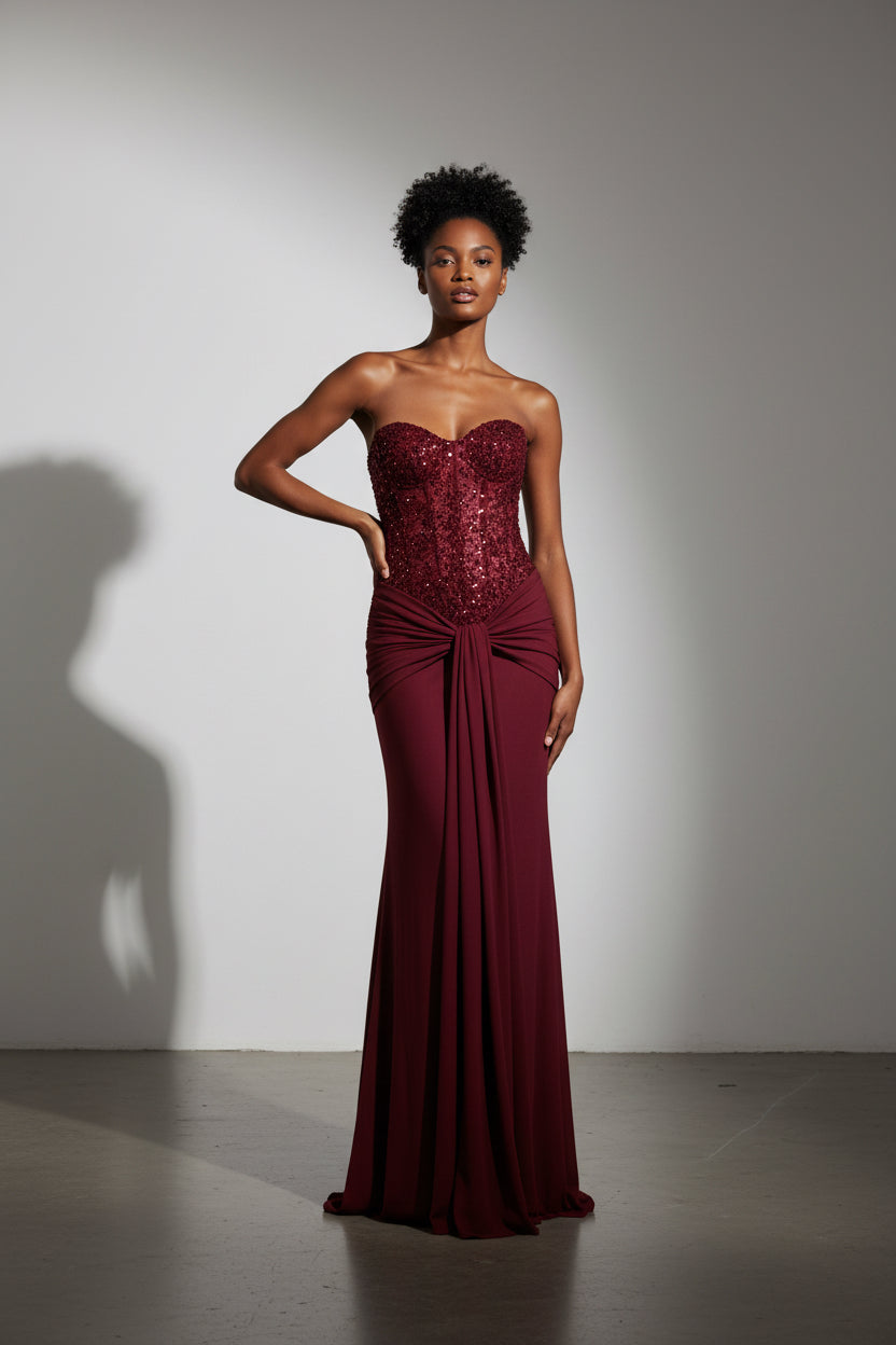 Élan Strapless Sleeveless Evening Maxi Summer Dress