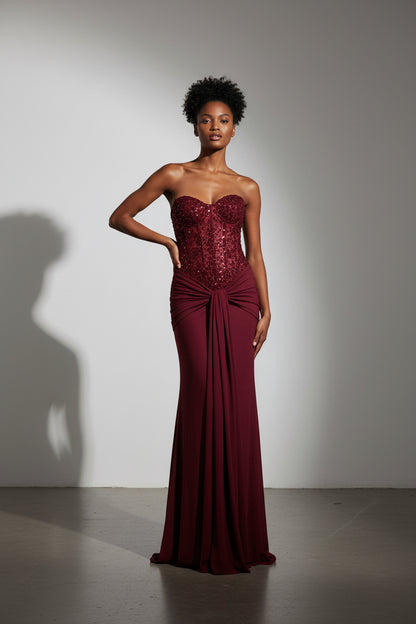 Élan Strapless Sleeveless Evening Maxi Summer Dress