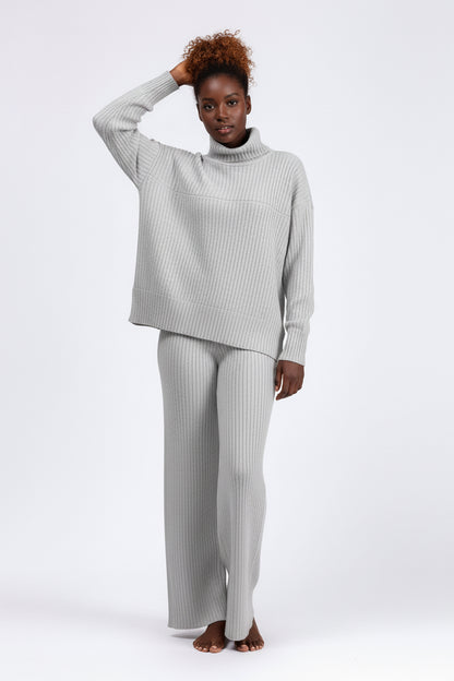 knitted pullover turtleneck loose autumn and winter  two-piece set