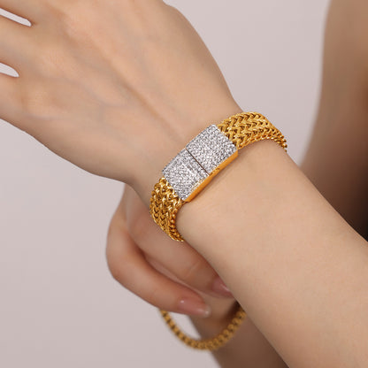 Steel Gold-plated Diamond Bracelet  Chain