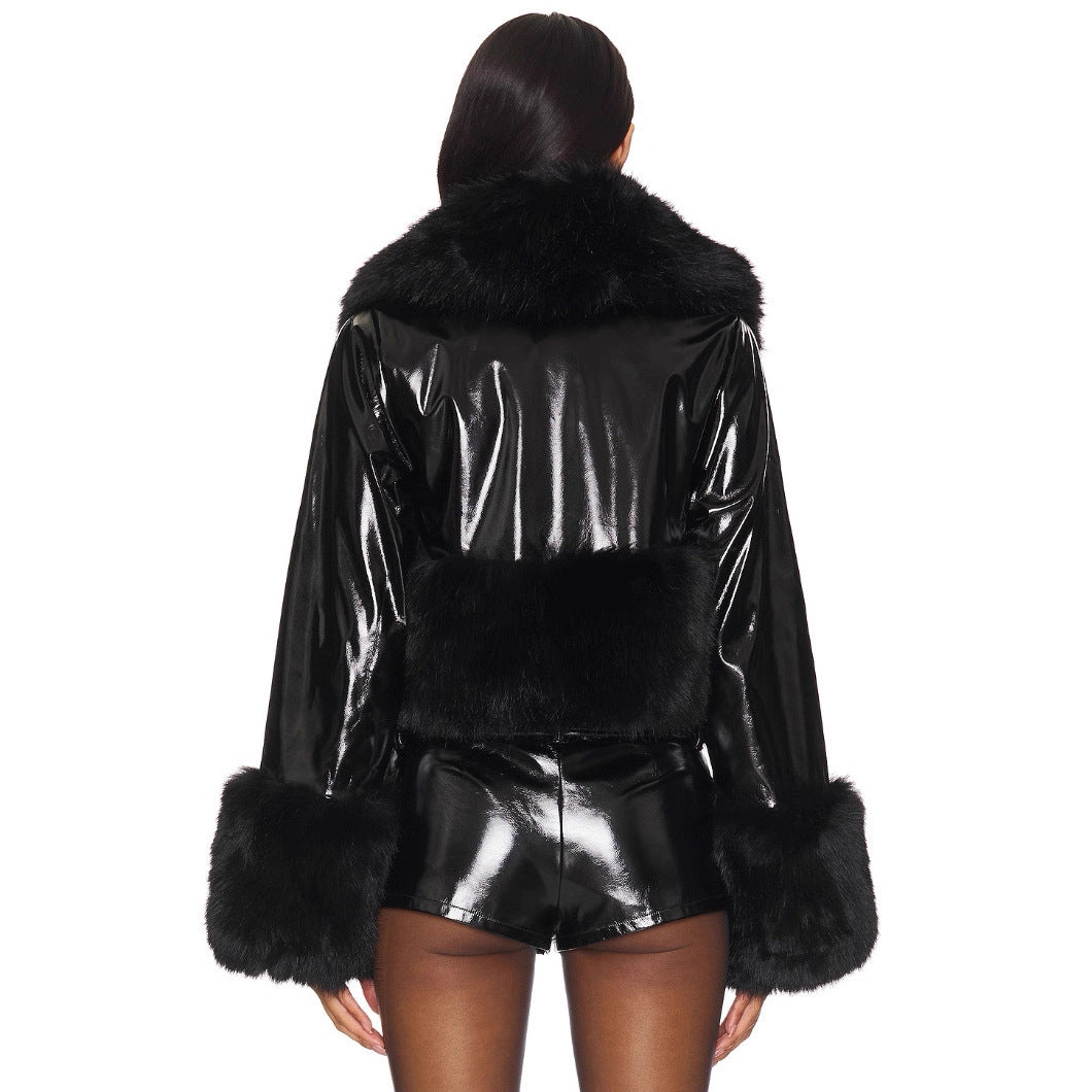 Fur suede coat leather jacket