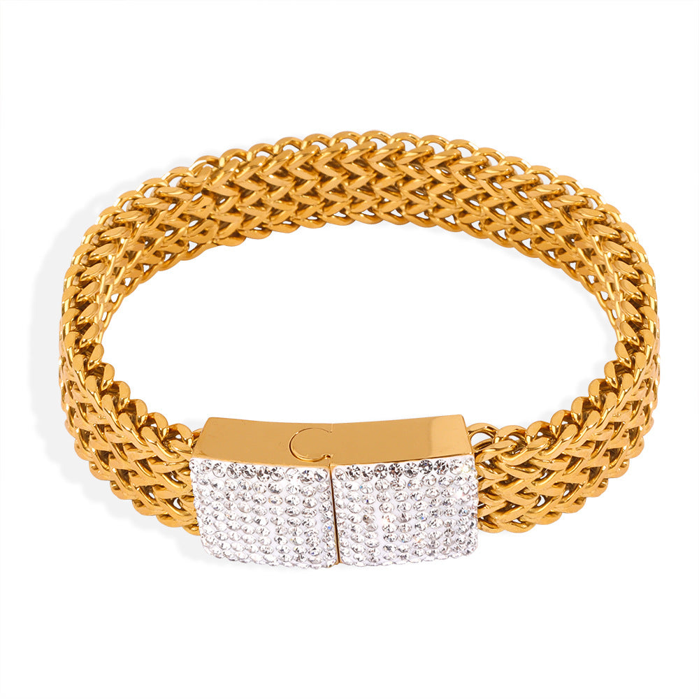 Steel Gold-plated Diamond Bracelet  Chain