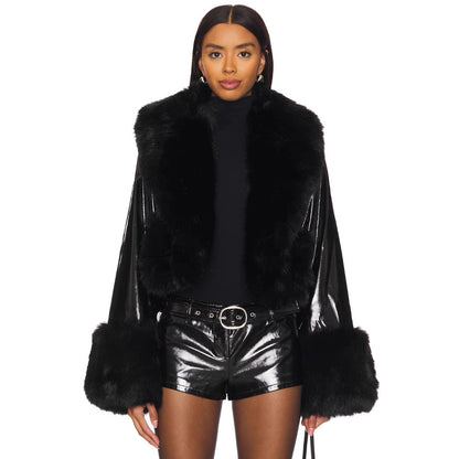 Fur suede coat leather jacket