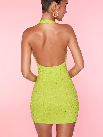 Beaded  Hollow- Backless  Dress