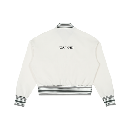 Oansi Unisex Striped Rib Collar Zip Jacket Hoodie sweatshirt