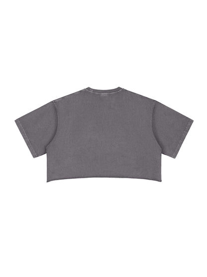 Snow Washed Raw Edge Crop Top