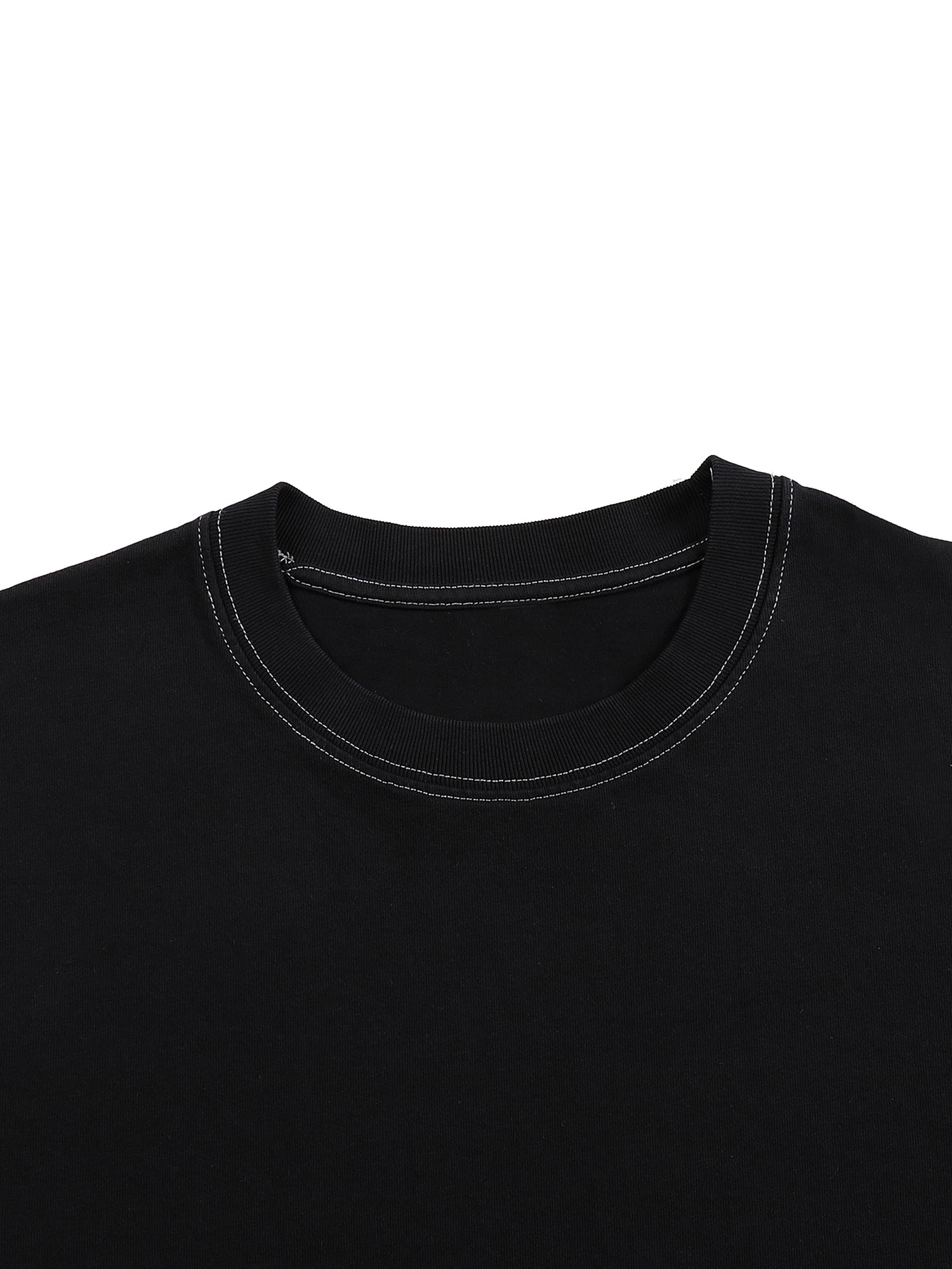 Streetwear Contrast-Stitched Cotton T-Shirt