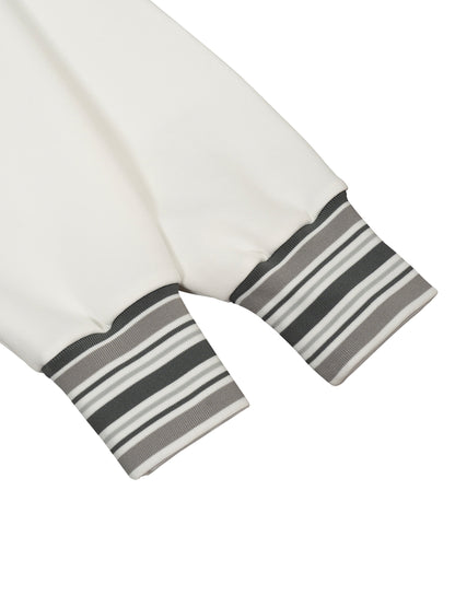 Oansi Unisex Striped Rib Collar Zip Jacket Hoodie sweatshirt